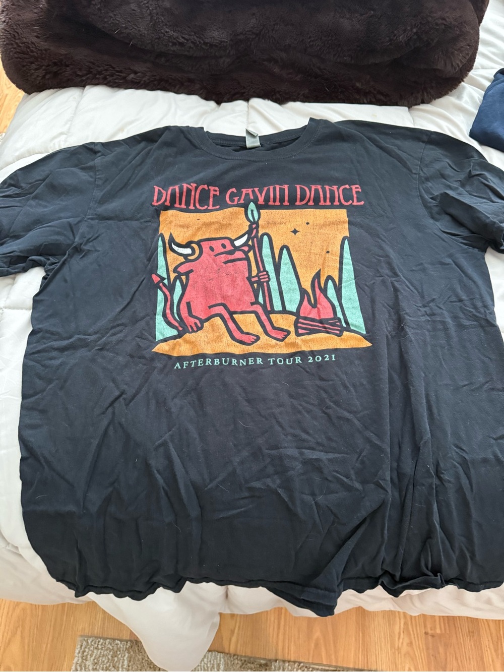 Dance Gavin Dance Afterburner Tour 2021 Graphic Tee - Black with Red & Teal Art